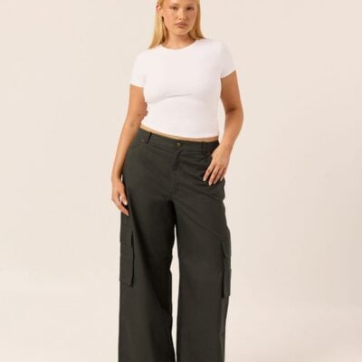 Crop Shop Boutique Wide Leg Cargo Pants | Deep Olive — XS - Image 2