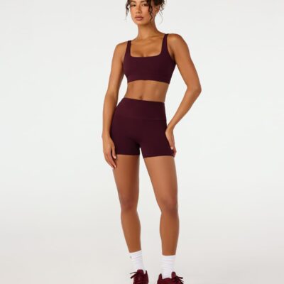 Crop Shop Boutique Serenity Soft Invisible Scrunch Shorts 4" | Wine — XXS - Image 2
