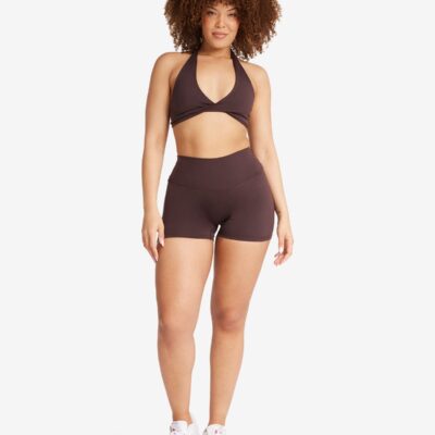 Crop Shop Boutique Serenity Scrunch Shorts 4" | Espresso — XXS - Image 1