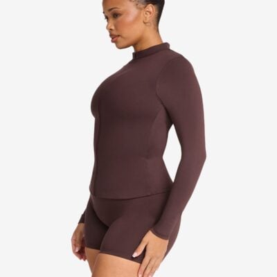 Crop Shop Boutique Serenity Longline Zip Up Jacket | Espresso — XXS - Image 2
