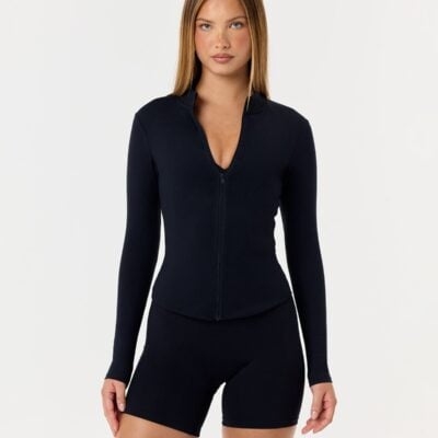 Crop Shop Boutique Serenity Longline Zip Up Jacket | Black — XXS - Image 1