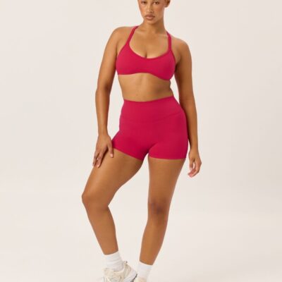 Crop Shop Boutique Serenity Invisible Scrunch Shorts 4" | Strawberry — XXS - Image 1