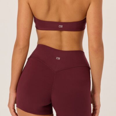Crop Shop Boutique Serenity Invisible Scrunch Shorts 4" | Burgundy — XXS - Image 2