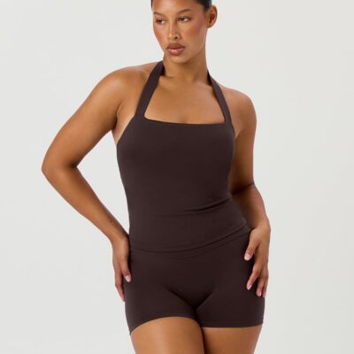 Crop Shop Boutique Serenity Halle Halter Tank | Espresso — XXS - Image 1
