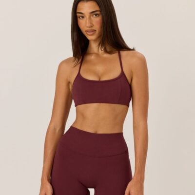 Crop Shop Boutique Serenity Contour Halter Crop | Burgundy — XXS - Image 1