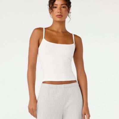 Crop Shop Boutique Rib Cami Tank | White — XXS - Image 2