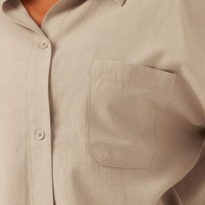 Crop Shop Boutique Oversized Long Sleeve Button Up Shirt | Fawn — XXS - Image 2