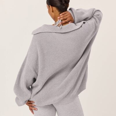 Crop Shop Boutique Oversized Knit Sweater | Grey Marle — XS - Image 2