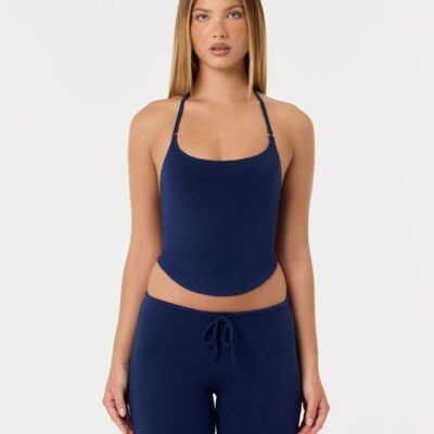Crop Shop Boutique Open Back Halter Top | Navy — XXS - Image 1