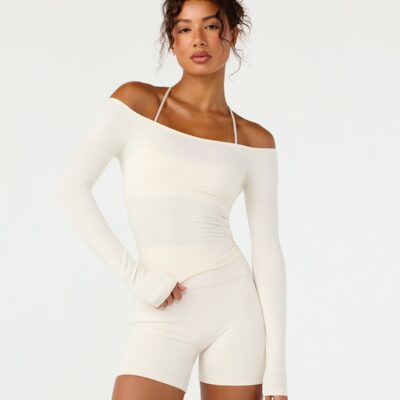 Crop Shop Boutique Off Shoulder Leisure Top | Vanilla — XXS - Image 1