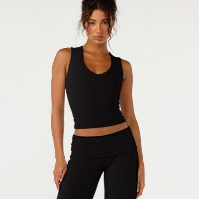 Crop Shop Boutique Jersey V Neck Tank | Black — XXS - Image 1