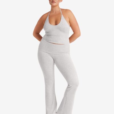 Crop Shop Boutique Jersey Flare Pants | Light Grey — XXS - Image 1