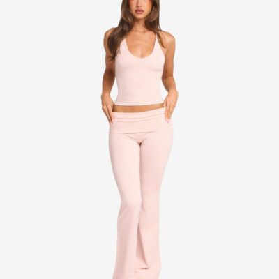 Crop Shop Boutique Jersey Flare Pants | Blush — XS - Image 1