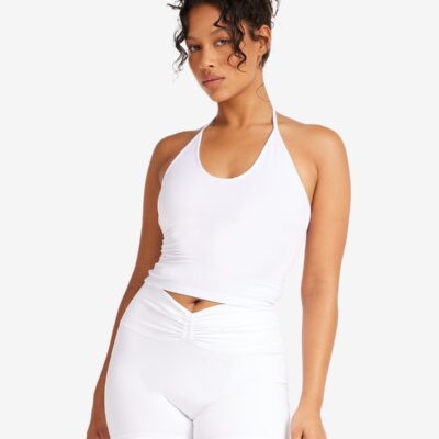 Crop Shop Boutique Halter Tie Tank | White — XS - Image 2