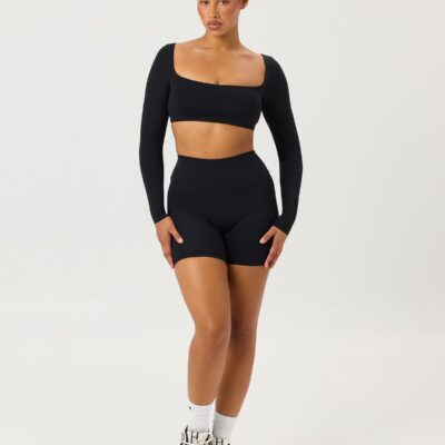 Crop Shop Boutique Freedom Scrunch Shorts 6" | Black — XXS - Image 1