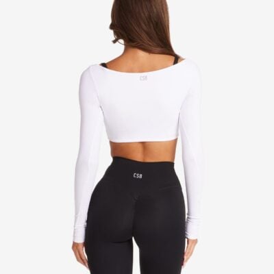 Crop Shop Boutique Freedom Scoop Long Sleeve Crop | White — XXS - Image 2