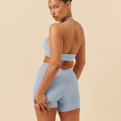 Crop Shop Boutique Form V Waist Shorts 5" | Dusty Blue — XXS - Image 1