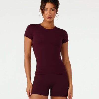 Crop Shop Boutique Form Lite Mid Length Tee | Wine — XXS - Image 2