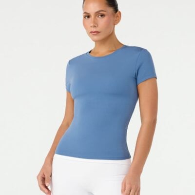 Crop Shop Boutique Form Lite Mid Length Tee | Ocean Blue — XXS - Image 1