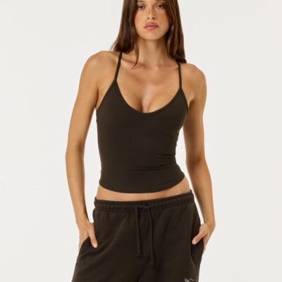 Crop Shop Boutique Form Leisure Tank | Dark Chocolate — XXS - Image 1