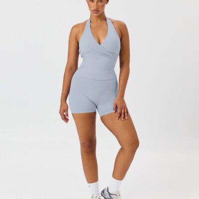 Crop Shop Boutique Form Invisible Scrunch Shorts 5" | Dusty Blue — XXS - Image 1