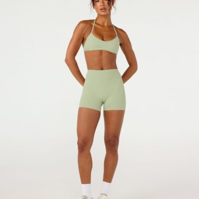 Crop Shop Boutique Form Invisible Scrunch Shorts 4" | Soft Matcha — XXS - Image 2