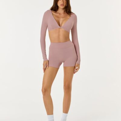 Crop Shop Boutique Form Invisible Scrunch Shorts 4" | Rose — XXS - Image 1