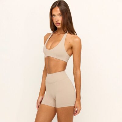 Crop Shop Boutique Form Invisible Scrunch Shorts 4" | Fawn — XXS - Image 1