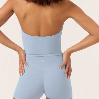 Crop Shop Boutique Form Invisible Scrunch Shorts 4" | Dusty Blue — XXS - Image 1