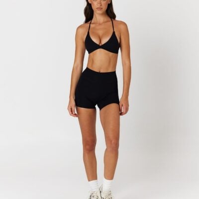 Crop Shop Boutique Form Invisible Scrunch Shorts 4" | Black — XXS - Image 1
