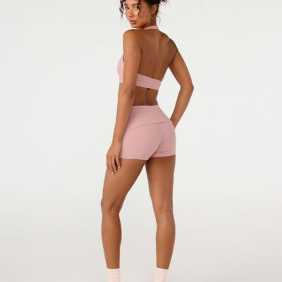 Crop Shop Boutique Form Invisible Scrunch Fold Over Shorts 3" | Dusty Pink — XXS - Image 1