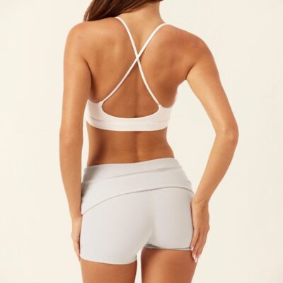 Crop Shop Boutique Form Invisible Scrunch Fold Over Shorts 3" | Dusty Grey — XXS - Image 1
