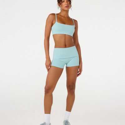 Crop Shop Boutique Form Invisible Scrunch Fold Over Shorts 3" | Aquatic — XXS - Image 2