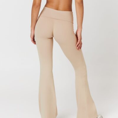 Crop Shop Boutique Form Invisible Scrunch Flare Fold Over Leggings | Fawn — XXS - Image 2