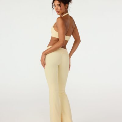 Crop Shop Boutique Form Invisible Scrunch Flare Fold Over Leggings | Butter — XXS - Image 2