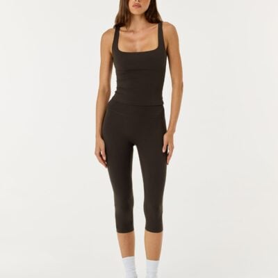 Crop Shop Boutique Form Invisible Scrunch Capri Leggings | Dark Chocolate — XXS - Image 1