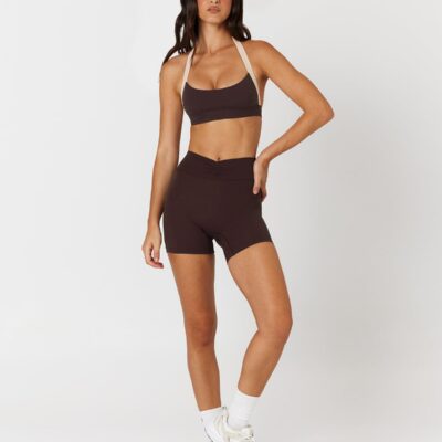 Crop Shop Boutique Form Gather Waist Shorts 5" | Espresso — XXS - Image 1