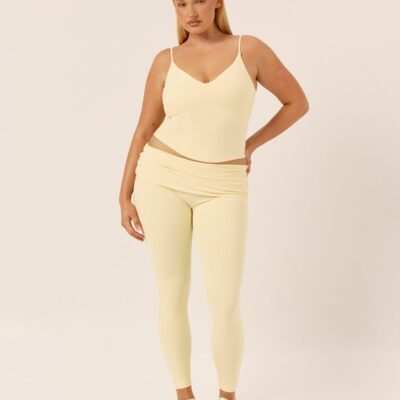 Crop Shop Boutique Form Fold Over Leggings | Butter — XXS - Image 2