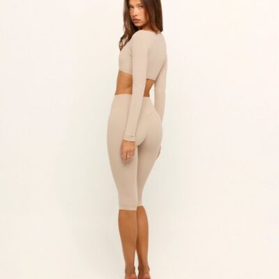 Crop Shop Boutique Form Contour Long Sleeve Crop | Fawn — XXS - Image 2