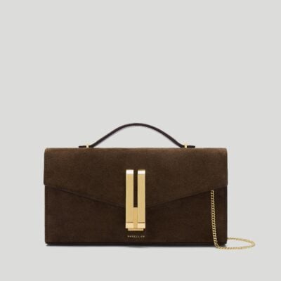 DeMellier The Vancouver Clutch — mocha suede & mocha smooth - Image 1