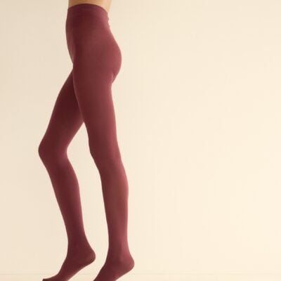 DOEN WOLFORD VELVET DE LUXE 66 TIGHTS -- MIDNIGHT RED - Image 2