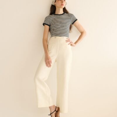 DOEN VIVI TEE -- BLACK NANTUCKET STRIPE - Image 2