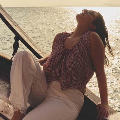 DOEN TRAVELER TOP -- MULBERRY LA MADDALENA GINGHAM - Image 2