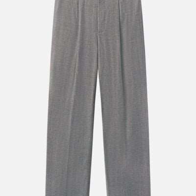 Frame Denim Wide Leg Flannel Trousers -- Light Taupe — LIGHT GREY - Image 1
