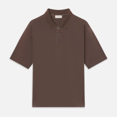 Frame Denim Washed Light Pique Polo -- Antique Cafe - Image 1