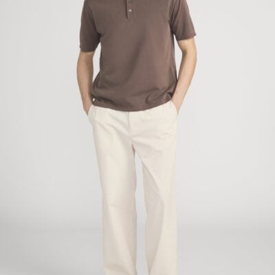 Frame Denim Washed Light Pique Polo -- Antique Cafe - Image 2