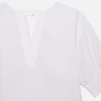 Frame Denim V-Neck Popover Top -- White — Cream Multi - Image 2