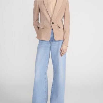 Frame Denim The Suede Sleek Blazer -- Light Camel - Image 2