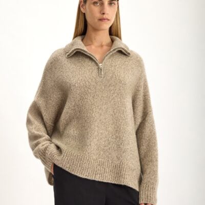 Jac + Jack Rook Cashmere Silk Sweater - Jute Fleck — XS - Image 2