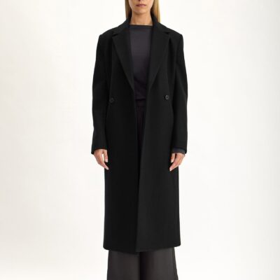 Jac + Jack Howell Italian Woven Superfine Merino Wool Coat - Black - Image 1